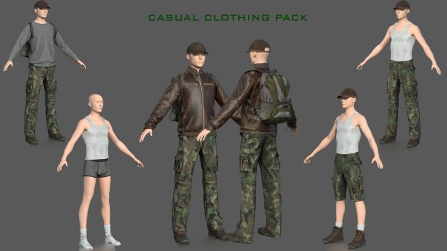 casual clothing pack 3D Model .c4d .max .obj .3ds .fbx .stl .blend 