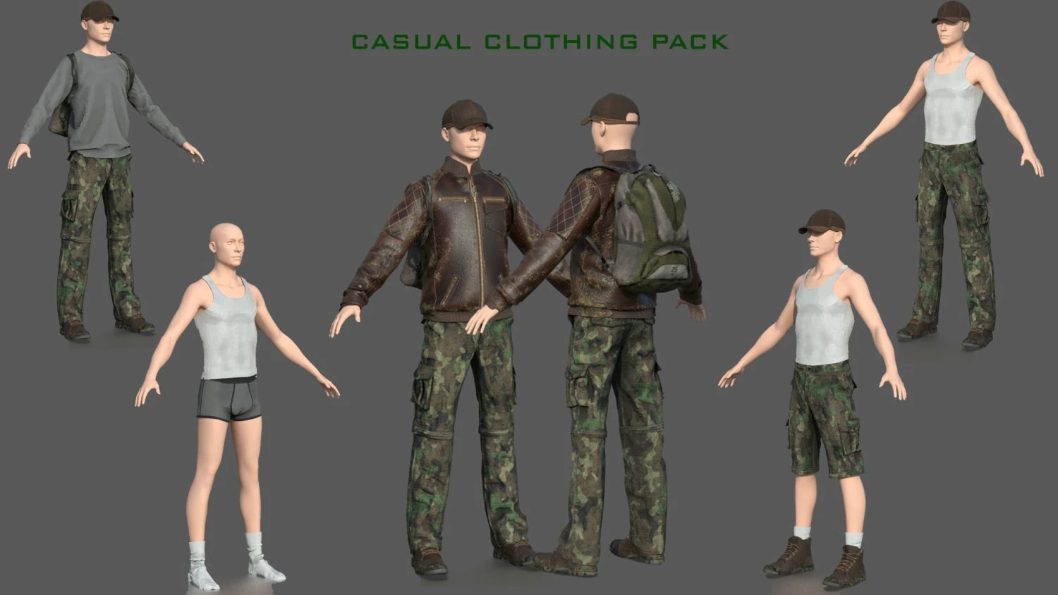 casual clothing pack 3D Model .c4d .max .obj .3ds .fbx .stl .blend