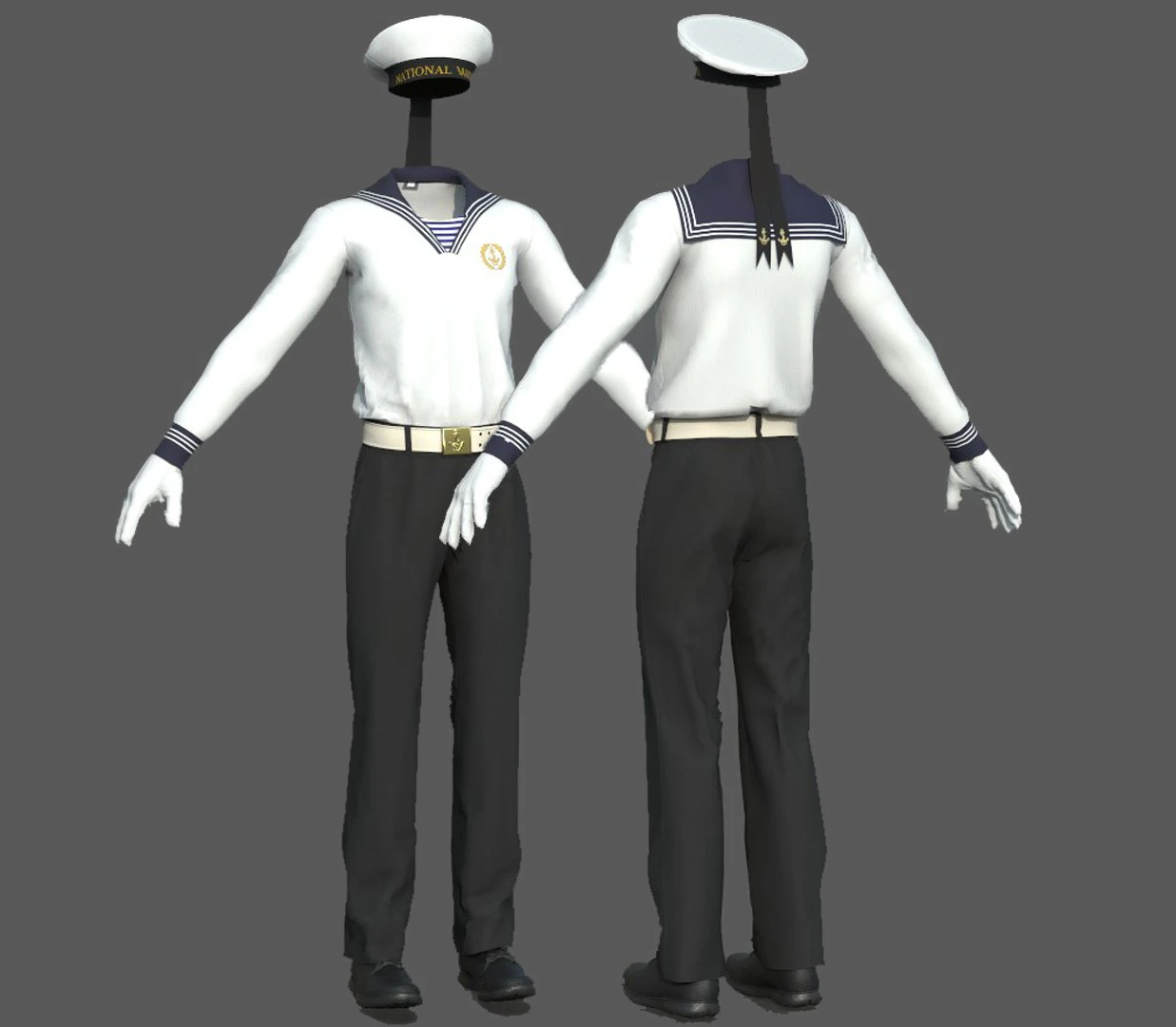suit sailor 3D Model .c4d .max .obj .3ds .fbx .stl .blend 