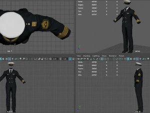 captain navy uniform 3D Model