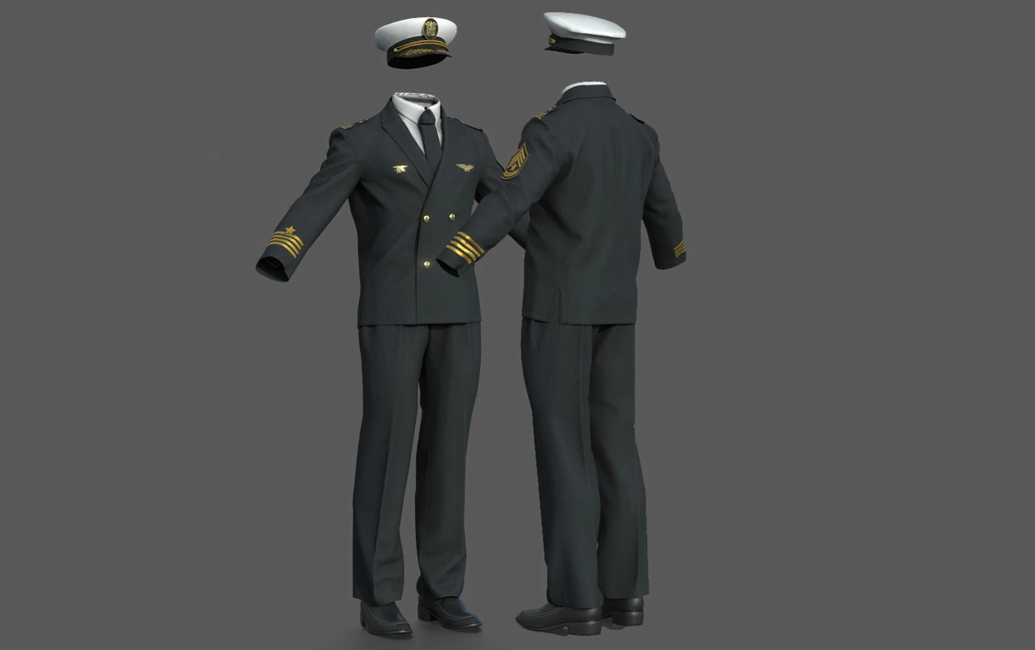 captain navy uniform 3D Model .c4d .max .obj .3ds .fbx .stl .blend 