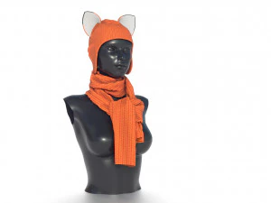 шапка с шарфом 3D Модель