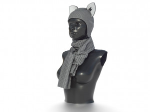 hat with scarf Modèle 3D