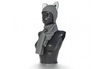 шапка с шарфом 3D Модель