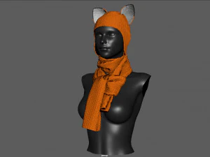 шапка с шарфом 3D Модель