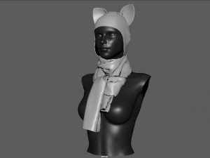 hat with scarf Modèle 3D