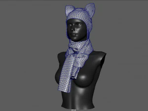 шапка с шарфом 3D Модель