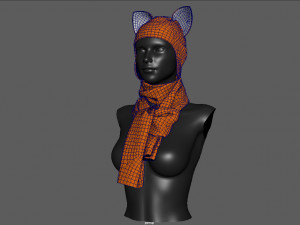 hat with scarf Modèle 3D