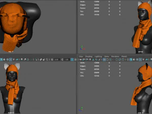 шапка с шарфом 3D Модель