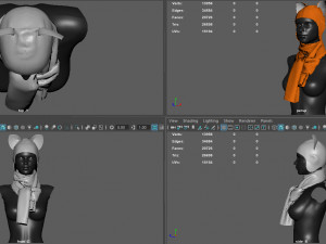 hat with scarf Modèle 3D