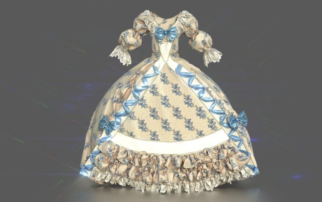 baroque renaissance dress Model 3D .c4d .max .obj .3ds .fbx .stl .blend 