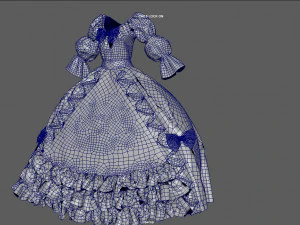 baroque renaissance dress 3D Model