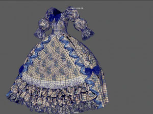 baroque renaissance dress 3D Model