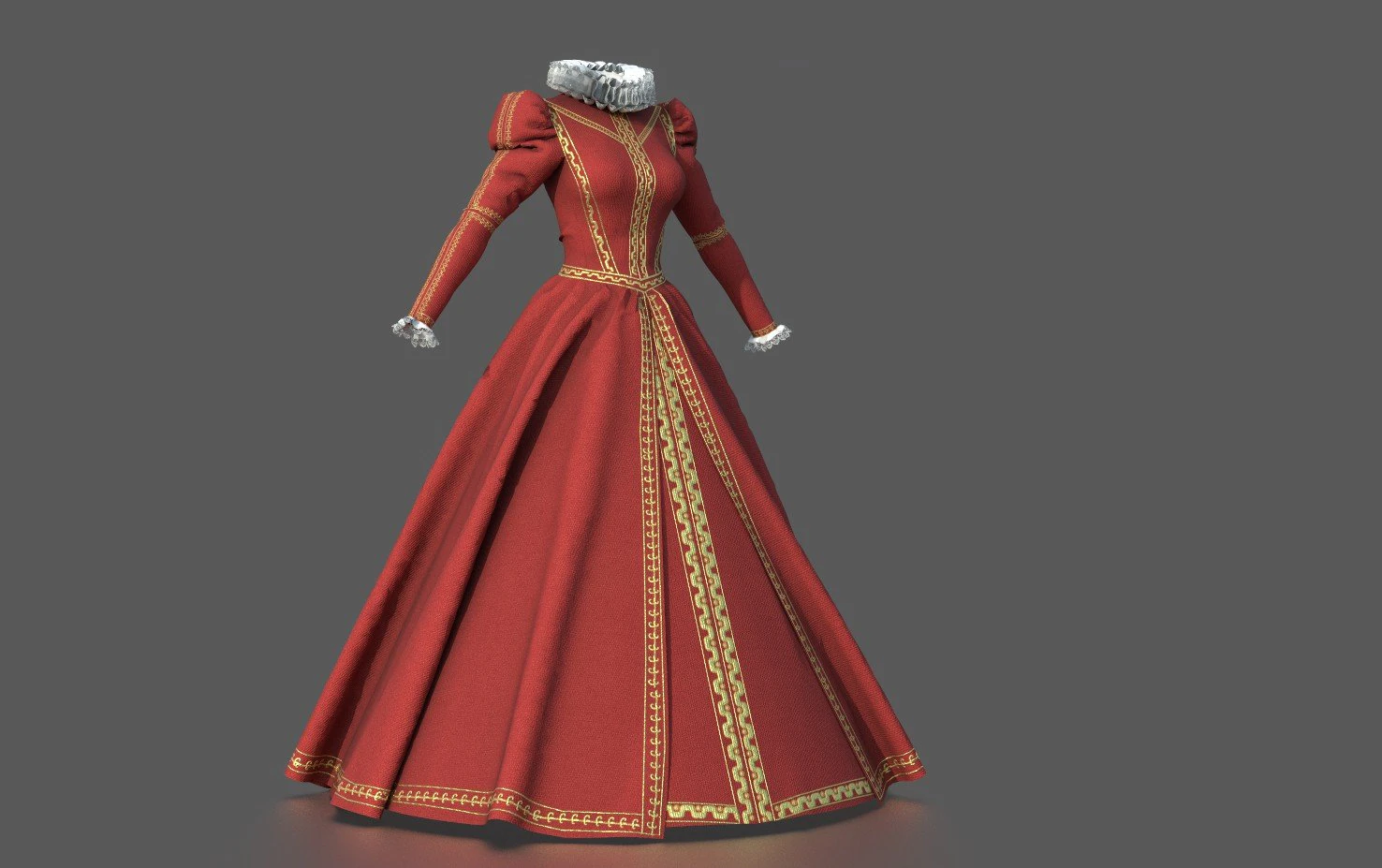 baroque dress 3D Model .c4d .max .obj .3ds .fbx .stl .blend 