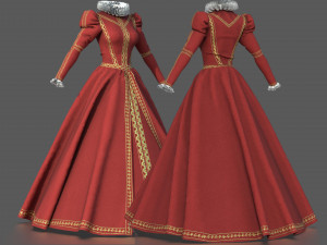 baroque dress 3D मॉडल