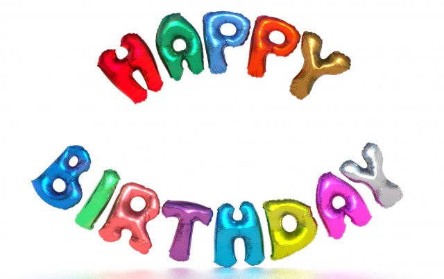 happy birthday color balloons Modello 3D .c4d .max .obj .3ds .fbx .stl .blend 