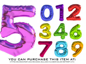 happy birthday color balloons 3D Model