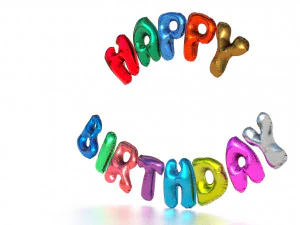 happy birthday color balloons 3D Model