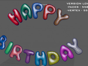 happy birthday color balloons Modello 3D