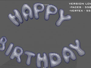 happy birthday color balloons 3D Model