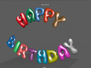 happy birthday color balloons 3D Model