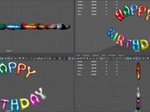 happy birthday color balloons Modello 3D