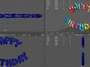 happy birthday color balloons Modello 3D