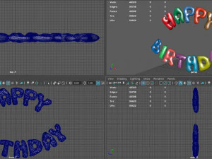happy birthday color balloons 3D Model