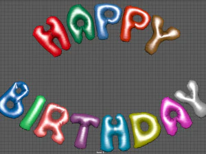 happy birthday color balloons 3D Model