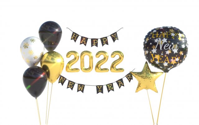 balloons happy new year Model 3D .c4d .max .obj .3ds .fbx .stl .blend
