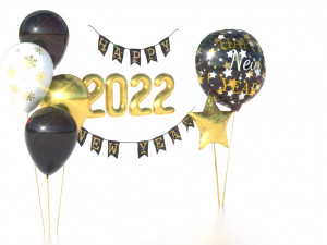 balloons happy new year Model 3D