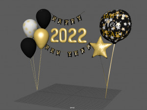balloons happy new year Model 3D