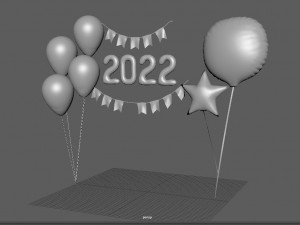 balloons happy new year Model 3D