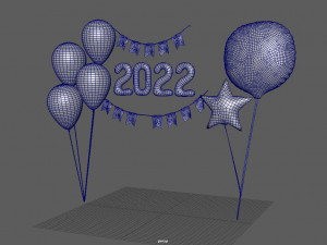 balloons happy new year Model 3D