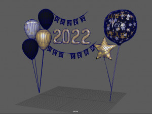 balloons happy new year Model 3D