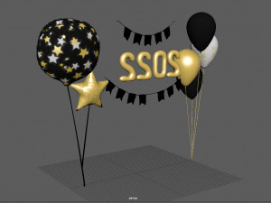 balloons happy new year Model 3D