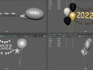 balloons happy new year Model 3D