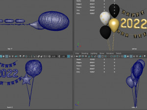 balloons happy new year Model 3D