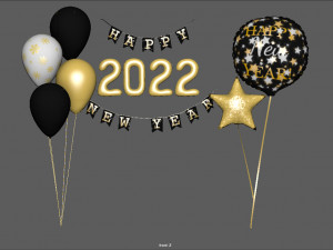 balloons happy new year Model 3D
