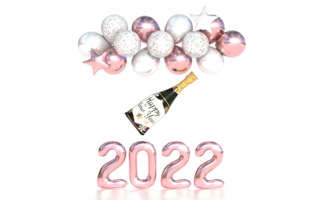 balloons new year 3D 모델 .c4d .max .obj .3ds .fbx .stl .blend 