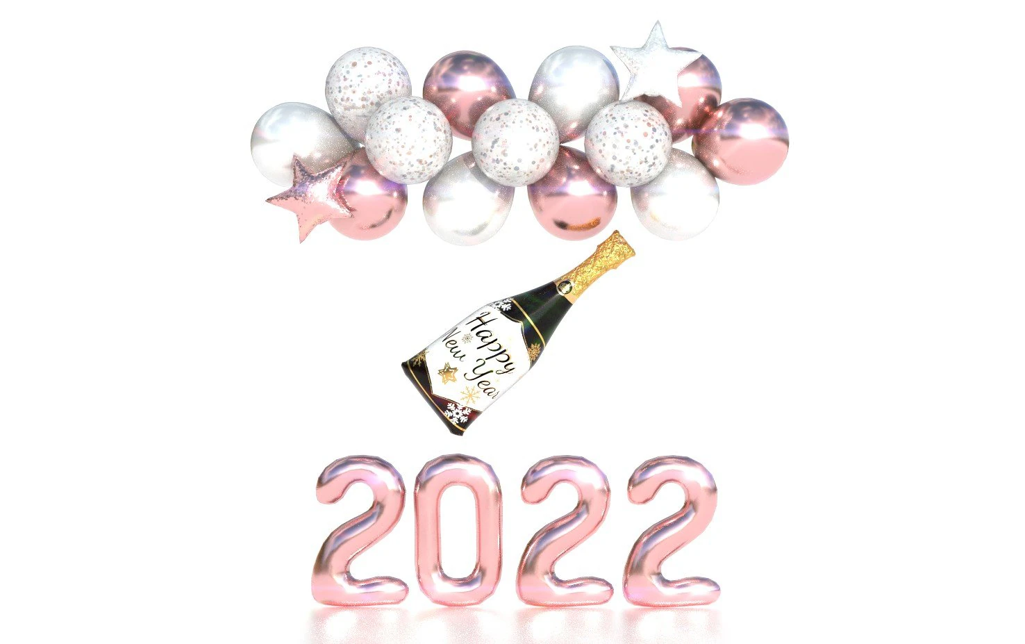 balloons new year 3D Model .c4d .max .obj .3ds .fbx .stl .blend 
