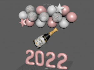 balloons new year 3D Model