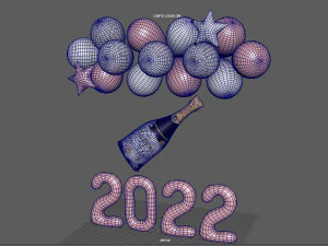 balloons new year 3D Model