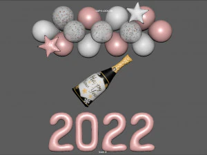 balloons new year 3D Model