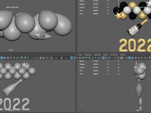 balloons new year 2 3D Model