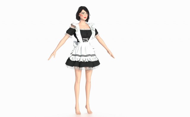 servant woman suit Model 3D .c4d .max .obj .3ds .fbx .stl .blend