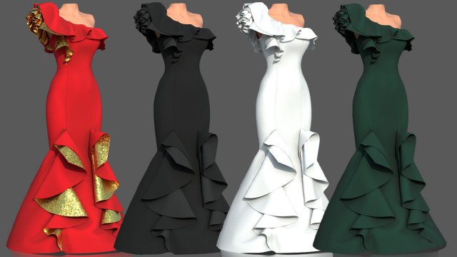 night dress Model 3D .c4d .max .obj .3ds .fbx .stl .blend 