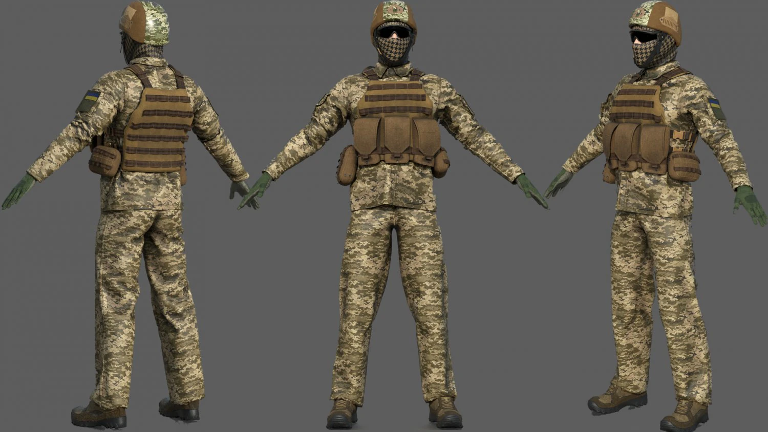 UCRANIAN SOLDIER 3D Model .c4d .max .obj .3ds .fbx .stl .blend