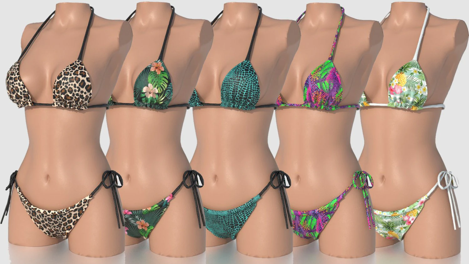 PACOTE BIQUINI MULHER Modelo 3D .c4d .max .obj .3ds .fbx .stl .blend 