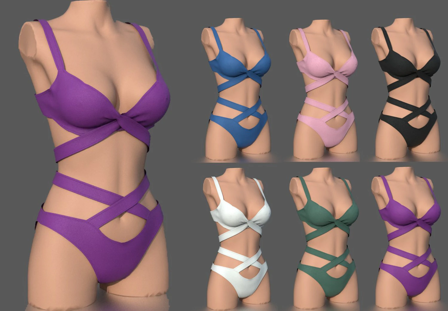 BIKINI WOMAN PACK 2 3D Model .c4d .max .obj .3ds .fbx .stl .blend